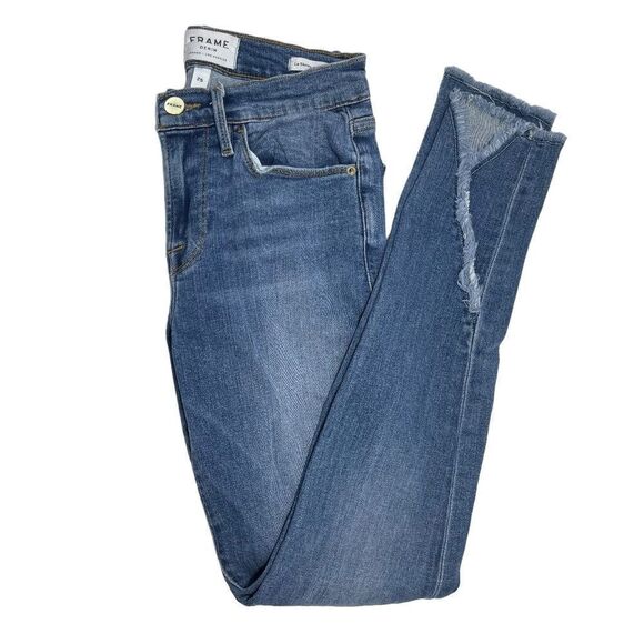 Frame Denim Le Skinny De Jeanne Raw Split Front Hem High Rise Jeans Sz 25 - Picture 8 of 8